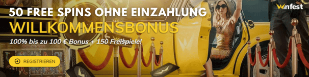 Winfest Casino Willkommensbonus – 100 EUR + 150 Freispiele